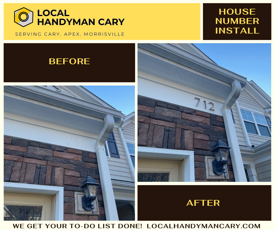 Installing house number in Cary, NC done by Local Handyman Cary