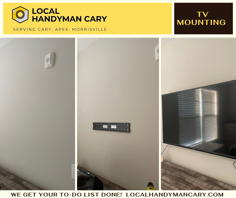 TV mounting and hanging in Apex, NC by Local Handyman Cary