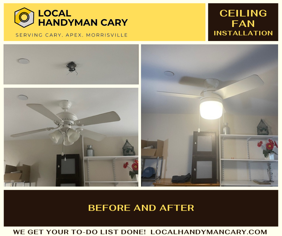 Ceiling fan install in Durham, NC.