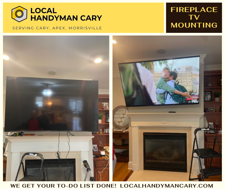 TV Mounting above Fireplace in Raleigh, NC