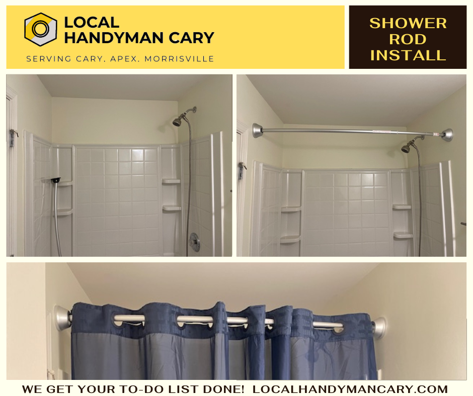 Install of Shower Rod in Cary, NC